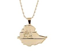 Générique For Ethiopia Stainless Steel Map Pendant Necklaces Jewelry For Lion Gold Color Items Women Man Party Gifts Earrings Sets Jewelry (Model 3)
