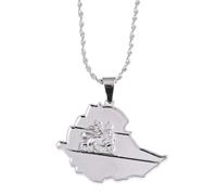 Générique For Ethiopia Stainless Steel Map Pendant Necklaces Jewelry For Lion Gold Color Items Women Man Party Gifts Earrings Sets Jewelry (Model 4)
