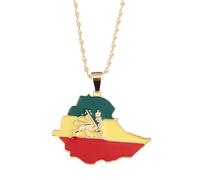 Générique For Ethiopia Stainless Steel Map Pendant Necklaces Jewelry For Lion Gold Color Items Women Man Party Gifts Earrings Sets Jewelry (Model 1)