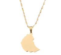 Générique For Ethiopia Stainless Steel Map Pendant Necklaces Map Jewelry Gold Color Items for Bridal Women Man Party Gifts Earrings Sets Round Ball Jewelry (Model 2)