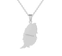 Générique For Grenada Island Stainless Steel Map Pendant Necklaces Map Jewelry Gold Color Items for Bridal Women Man Party Gifts Earrings Sets Round Ball Jewelry (Model 4)