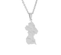 Générique For Guyana Map Flag Pendant Necklaces for Fashion Stainless Steel Personalized Motherland Continent Outline for Men and Women Jewelry Patriotic (Model 6)