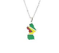 Générique For Guyana Stainless Steel Map Gold Pendant Necklace,Fashionable and Versatile,for Men Women Brides and Grooms,Wedding Parties,Various Festivals (model5)
