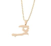 Générique For Haiti Stainless Steel Map Pendant Necklaces Map Jewelry Gold Color Items for Bridal Women Man Party Gifts Earrings Sets Round Ball Jewelry (Model 6)