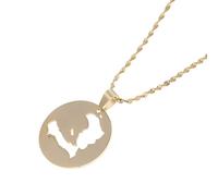 Générique For Haiti Stainless Steel Map Pendant Necklaces Map Jewelry Gold Color Items for Bridal Women Man Party Gifts Earrings Sets Round Ball Jewelry (Model 3)