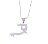 Générique For Haiti Stainless Steel Map Pendant Necklaces Map Jewelry Gold Color Items for Bridal Women Man Party Gifts Earrings Sets Round Ball Jewelry (Model 7)