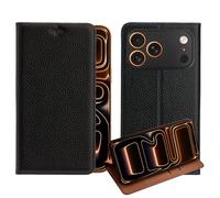 Générique for iPhone 16e Case Real Genuine Leather Oil Wax Top Grain Pebbled Leather Pattern Case Business Magnetic Flip Cover with Card Slots Full Body Screen Camera Protective Cover