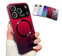 Générique for Iphone 17 Promax Gradient Glass-Gloss Case Compatible with Magsafe Case, Magnetic Tempered Glass, Full Body Design with Shockproof Air Cushion Protection (for 17pro,Red)