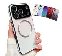 Générique for Iphone 17 Promax Gradient Glass-Gloss Case Compatible with Magsafe Case, Magnetic Tempered Glass, Full Body Design with Shockproof Air Cushion Protection (for 13pro,White)