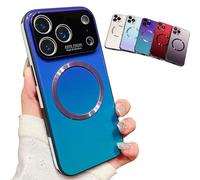 Générique for Iphone 17 Promax Gradient Glass-Gloss Case Compatible with Magsafe Case, Magnetic Tempered Glass, Full Body Design with Shockproof Air Cushion Protection (for 16pro,Blue*A)