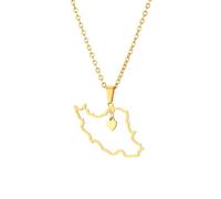 Générique For Iran Stainless Steel Map Pendant Necklaces Map Jewelry Gold Color Items for Bridal Women Man Party Gifts Earrings Sets Jewelry (Model 4)