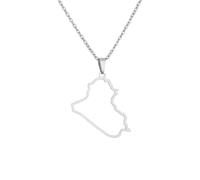 Générique For Iraq Stainless Steel Map Pendant Necklaces Map Jewelry Gold Color Items for Bridal Women Man Party Gifts Earrings Sets Round Ball Jewelry (Model 12)