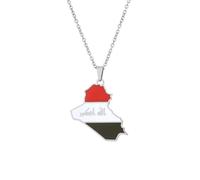 Générique For Iraq Stainless Steel Map Pendant Necklaces Map Jewelry Gold Color Items for Bridal Women Man Party Gifts Earrings Sets Round Ball Jewelry (Model 2)