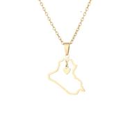 Générique For Iraq Stainless Steel Map Pendant Necklaces Map Jewelry Gold Color Items for Bridal Women Man Party Gifts Earrings Sets Round Ball Jewelry (Model 5)