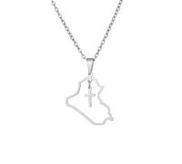 Générique For Iraq Stainless Steel Map Pendant Necklaces Map Jewelry Gold Color Items for Bridal Women Man Party Gifts Earrings Sets Round Ball Jewelry (Model 4)
