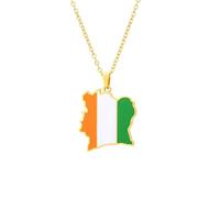 Générique For Ivory Coast Stainless Steel Map Pendant Necklaces Map Jewelry Gold Color Items for Bridal Women Man Party Gifts Earrings Sets Round Ball Jewelry (Model 1)
