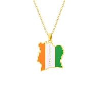 Générique For Ivory Coast Stainless Steel Map Pendant Necklaces Map Jewelry Gold Color Items for Bridal Women Man Party Gifts Earrings Sets Round Ball Jewelry (Model 5)