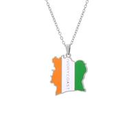 Générique For Ivory Coast Stainless Steel Map Pendant Necklaces Map Jewelry Gold Color Items for Bridal Women Man Party Gifts Earrings Sets Round Ball Jewelry (Model 6)
