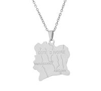 Générique For Ivory Coast Stainless Steel Map Pendant Necklaces Map Jewelry Gold Color Items for Bridal Women Man Party Gifts Earrings Sets Round Ball Jewelry (Model 4)