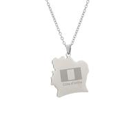 Générique For Ivory Coast Stainless Steel Map Pendant Necklaces Map Jewelry Gold Color Items for Bridal Women Man Party Gifts Earrings Sets Round Ball Jewelry (Model 8)