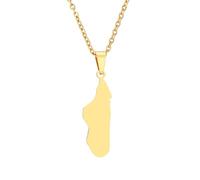 Générique For Madagascar Stainless Steel Map Pendant Necklaces Map Jewelry Gold Color Items for Bridal Women Man Party Gifts Earrings Sets Round Ball Jewelry (Model 13)