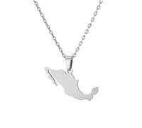Générique For Mexico Stainless Steel Map Pendant Necklaces Map Jewelry Gold Color Items for Bridal Women Man Party Gifts Earrings Sets Round Ball Jewelry (Model 10)