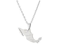 Générique For Mexico Stainless Steel Map Pendant Necklaces Map Jewelry Gold Color Items for Bridal Women Man Party Gifts Earrings Sets Round Ball Jewelry (Model 8)
