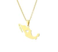 Générique For Mexico Stainless Steel Map Pendant Necklaces Map Jewelry Gold Color Items for Bridal Women Man Party Gifts Earrings Sets Round Ball Jewelry (Model 5)