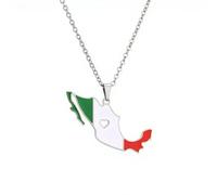 Générique For Mexico Stainless Steel Map Pendant Necklaces Map Jewelry Gold Color Items for Bridal Women Man Party Gifts Earrings Sets Round Ball Jewelry (Model 2)