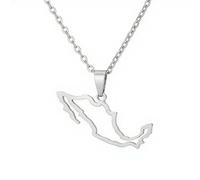 Générique For Mexico Stainless Steel Map Pendant Necklaces Map Jewelry Gold Color Items for Bridal Women Man Party Gifts Earrings Sets Round Ball Jewelry (Model 12)