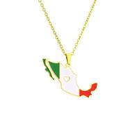 Générique For Mexico Stainless Steel Map Pendant Necklaces Map Jewelry Gold Color Items for Bridal Women Man Party Gifts Earrings Sets Round Ball Jewelry (Model 1)