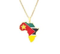 Générique For Mozambique Stainless Steel African Map Pendant Necklaces Map Jewelry Gold Color Items for Bridal Women Man Party Gifts Earrings Sets Round Ball Jewelry