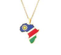 Générique For Namibia Stainless Steel African Map Pendant Necklaces Map Jewelry Gold Color Items for Bridal Women Man Party Gifts Earrings Sets Round Ball Jewelry