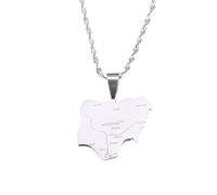 Générique For Nigeria Stainless Steel Map Gold Pendant Necklace,Fashionable and Versatile,for Men Women Brides and Grooms,Wedding Parties,Various Festivals (model2)