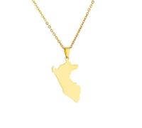 Générique For Peru Stainless Steel Map Pendant Necklaces Map Jewelry Gold Color Items for Bridal Women Man Party Gifts Earrings Sets Round Ball Jewelry (Model 5)