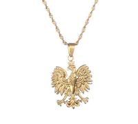 Générique For Poland Symbol for Eagle Stainless Steel Map Pendant Necklaces Map Jewelry Gold Color Items for Bridal Women Man Party Gifts Earrings Sets Round Ball Jewelry (Gold)