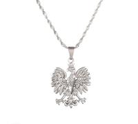 Générique For Poland Symbol for Eagle Stainless Steel Map Pendant Necklaces Map Jewelry Gold Color Items for Bridal Women Man Party Gifts Earrings Sets Round Ball Jewelry (Silver)