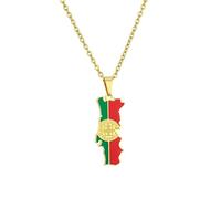 Générique For Portugal Stainless Steel Pendant Necklaces Jewelry Gold Color Items for Bridal Women Man Party Gifts Earrings Sets Round Ball Jewelry (Model 1)