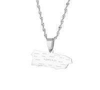 Générique For Puerto Rico Stainless Steel Map Gold Pendant Necklace,Fashionable and Versatile,for Men Women Brides and Grooms,Wedding Parties,Various Festivals (model1)