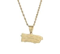 Générique For Puerto Rico Stainless Steel Map Gold Pendant Necklace,Fashionable and Versatile,for Men Women Brides and Grooms,Wedding Parties,Various Festivals (model2)