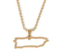 Générique For Puerto Rico Stainless Steel Map Gold Pendant Necklace,Fashionable and Versatile,for Men Women Brides and Grooms,Wedding Parties,Various Festivals (model6)