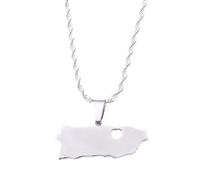 Générique For Puerto Rico Stainless Steel Map Gold Pendant Necklace,Fashionable and Versatile,for Men Women Brides and Grooms,Wedding Parties,Various Festivals (model13)