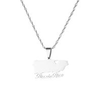 Générique For Puerto Rico Stainless Steel Map Gold Pendant Necklace,Fashionable and Versatile,for Men Women Brides and Grooms,Wedding Parties,Various Festivals (model3)