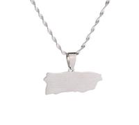 Générique For Puerto Rico Stainless Steel Map Pendant Necklaces Map Jewelry Gold Color Items for Bridal Women Man Party Gifts Earrings Sets Round Ball Jewelry (Model 4)