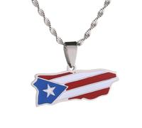 Générique For Puerto Rico Stainless Steel Map Pendant Necklaces Map Jewelry Gold Color Items for Bridal Women Man Party Gifts Earrings Sets Round Ball Jewelry (Model 2)