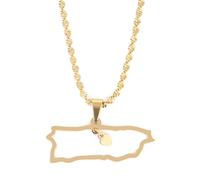 Générique For Puerto Rico Stainless Steel Map Pendant Necklaces Map Jewelry Gold Color Items for Women Man Party Gifts Earrings Sets Round Ball Jewelry (Model 9)