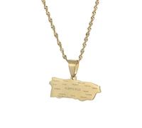 Générique For Puerto Rico Stainless Steel Map Pendant Necklaces Map Jewelry Gold Color Items for Women Man Party Gifts Earrings Sets Round Ball Jewelry (Model 3)