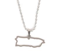 Générique For Puerto Rico Stainless Steel Map Pendant Necklaces Map Jewelry Gold Color Items for Women Man Party Gifts Earrings Sets Round Ball Jewelry (Model 12)