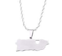 Générique For Puerto Rico Stainless Steel Map Pendant Necklaces Map Jewelry Gold Color Items for Women Man Party Gifts Earrings Sets Round Ball Jewelry (Model 14)