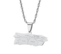 Générique For Puerto Rico Stainless Steel Map Pendant Necklaces Map Jewelry Gold Color Items for Women Man Party Gifts Earrings Sets Round Ball Jewelry (Model 6)